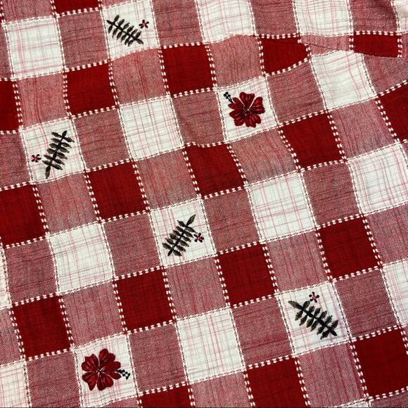 Vintage 90s XL Floral Embroidered Gingham Print Sleeveless Button Down Blouse - Picture 9 of 12